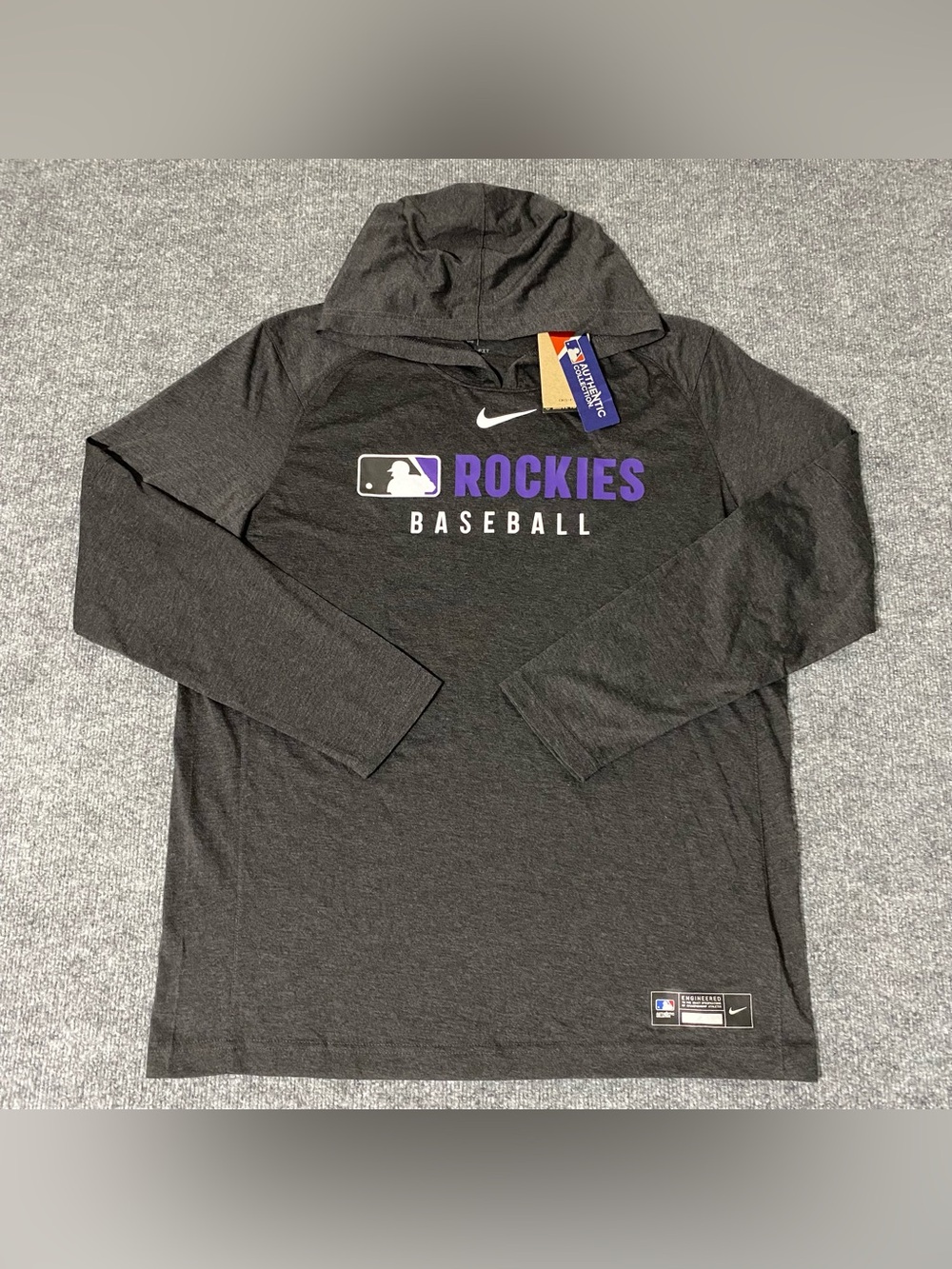 Nike Colorado Rockies Authentic Collection Tri Blend Mens L Team Hooded Shirt